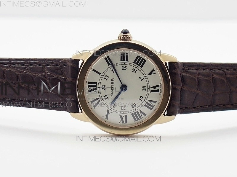 Ronde Solo de Cartier 29.5mm RG K11 1:1 Best Edition White Dial on Brown Croco Leather Strap Ronda Quartz